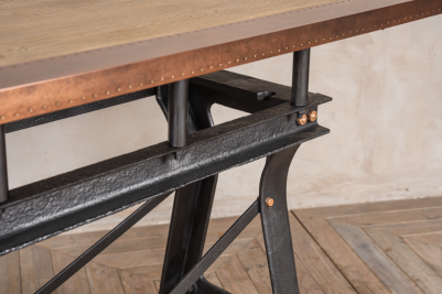 metal table with wooden top