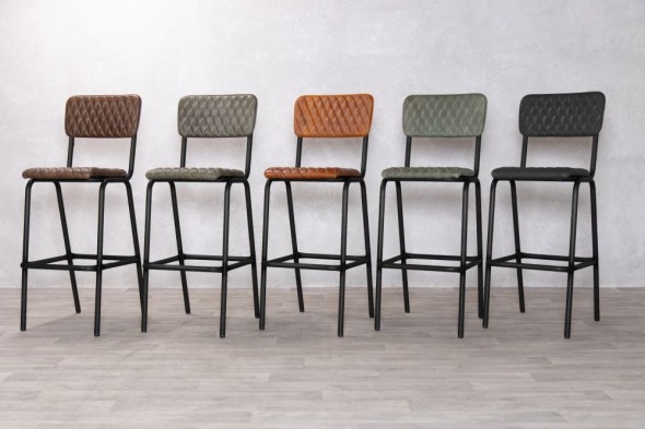 Princeton Quilted Leather Bar Stools