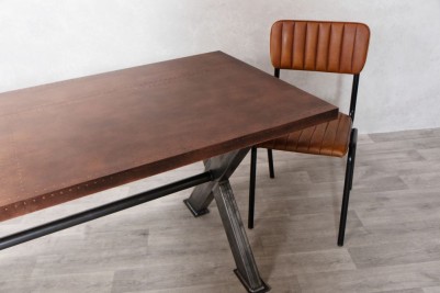 halifax-x-frame-dining-table-copper-with-chair