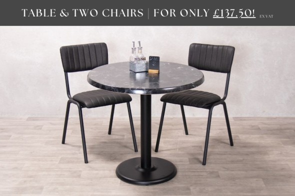 Alcantara Black Round Café Indoor Table Set