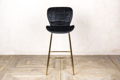 black velvet upholstered bar stool