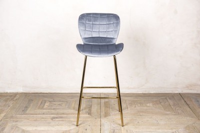 cool grey velvet upholstered bar stool