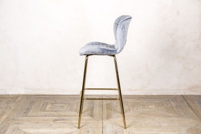 cool grey velvet upholstered stool