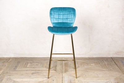 ocean teal velvet upholstered bar stool