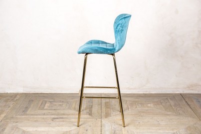 ocean teal velvet upholstered stool