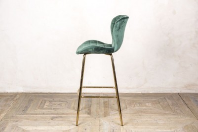 pine green velvet upholstered stool