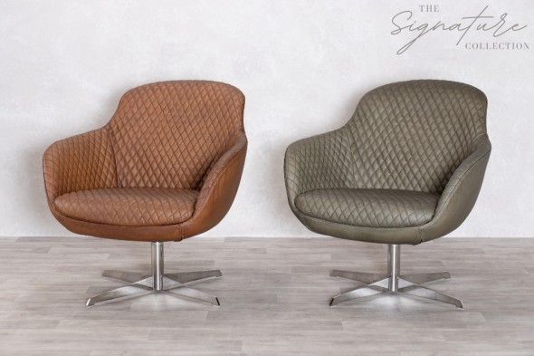 Manhattan Swivel Leather Club Chair
