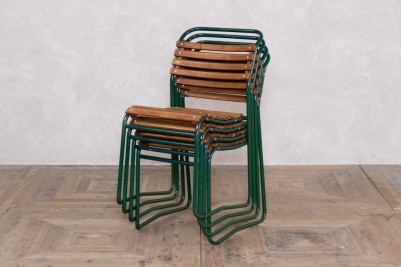 Vintage Cox Dark Green Canvas Stacking Chairs