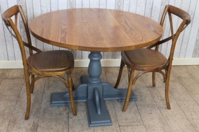 pedestal cafe table with oak top