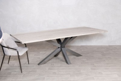 Travertine Top Gunmetal Star Base Dining Table