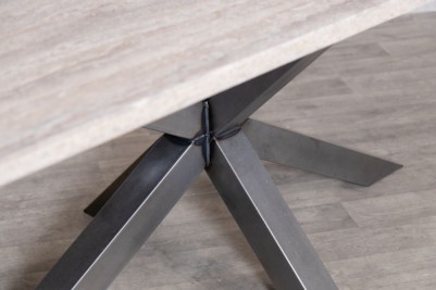 Travertine Top Gunmetal Star Base Dining Table