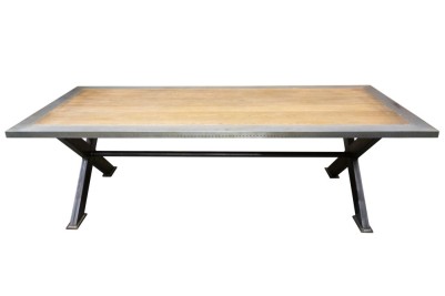 Zinc Edge Table with X Frame Base Ex-Display Dining Table - SECONDS ITEM