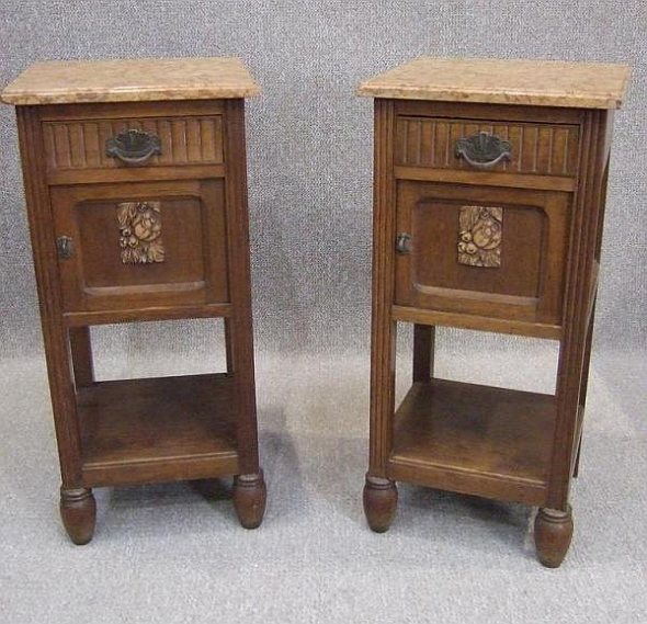 Pair Of Oak Arts And Crafts Bedside Cabinets